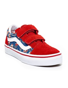 tenis vans rojos con blanco