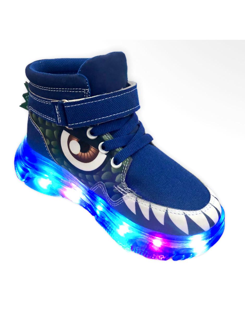 Tenis Luka Mon con luz LED niño LM Dino Azul |