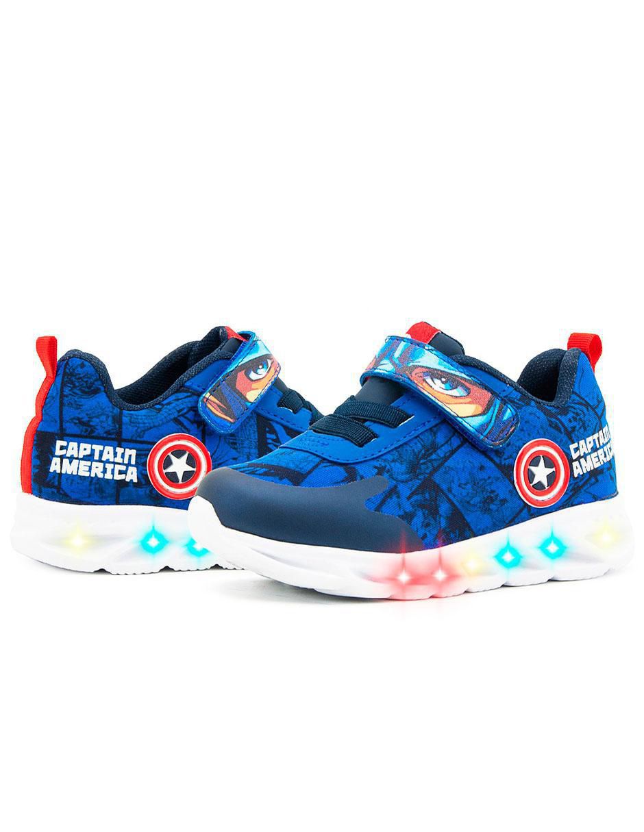 Tenis luz led para niño Marvel Capitán América 3