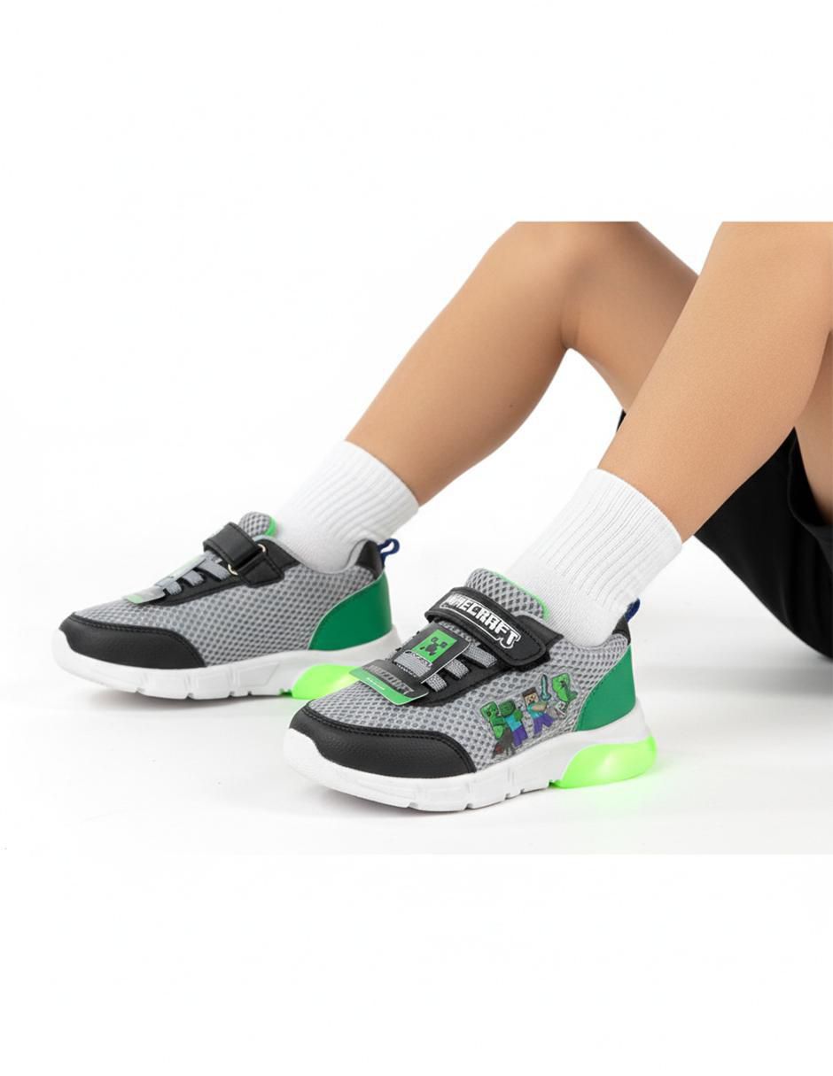 Tenis luz led para niño Minecraft 11