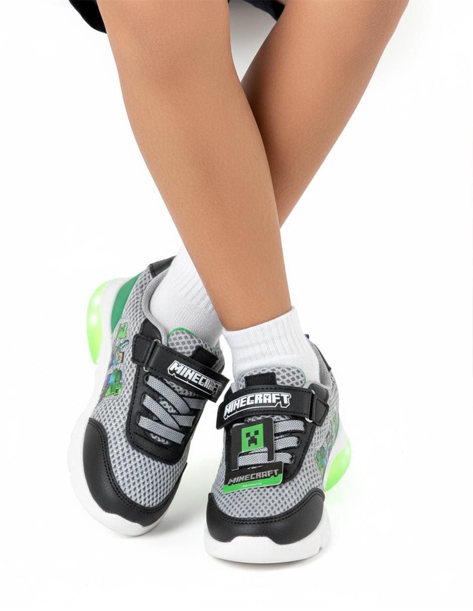Tenis luz led para niño Minecraft 10